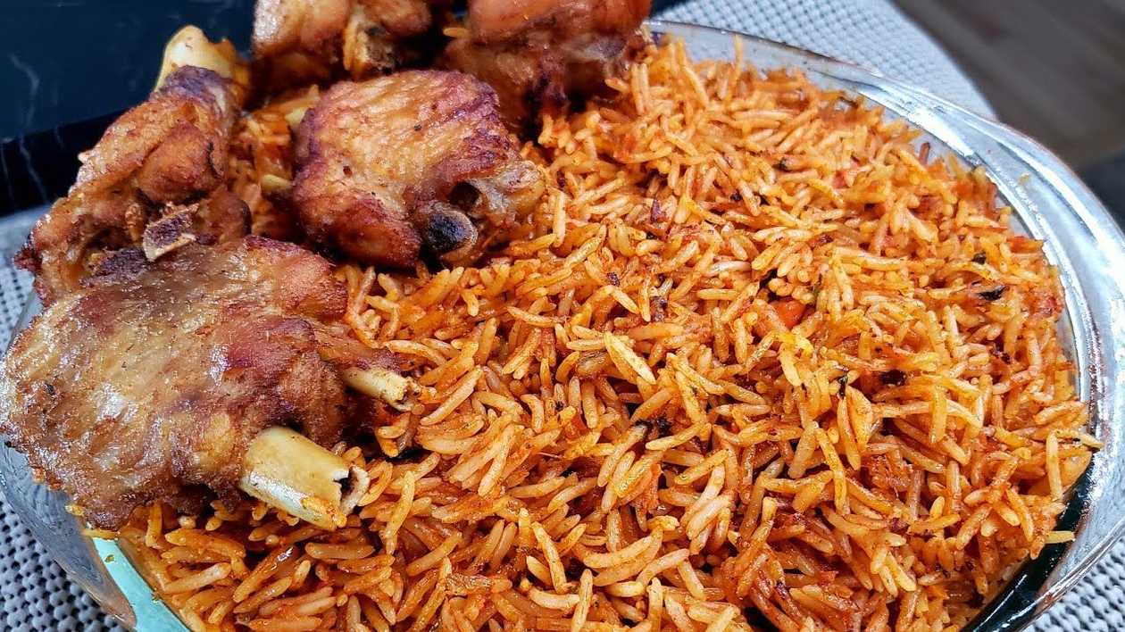 Jollof with Fried Chicken