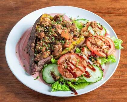 Stuffed Sweet Potato and Salad