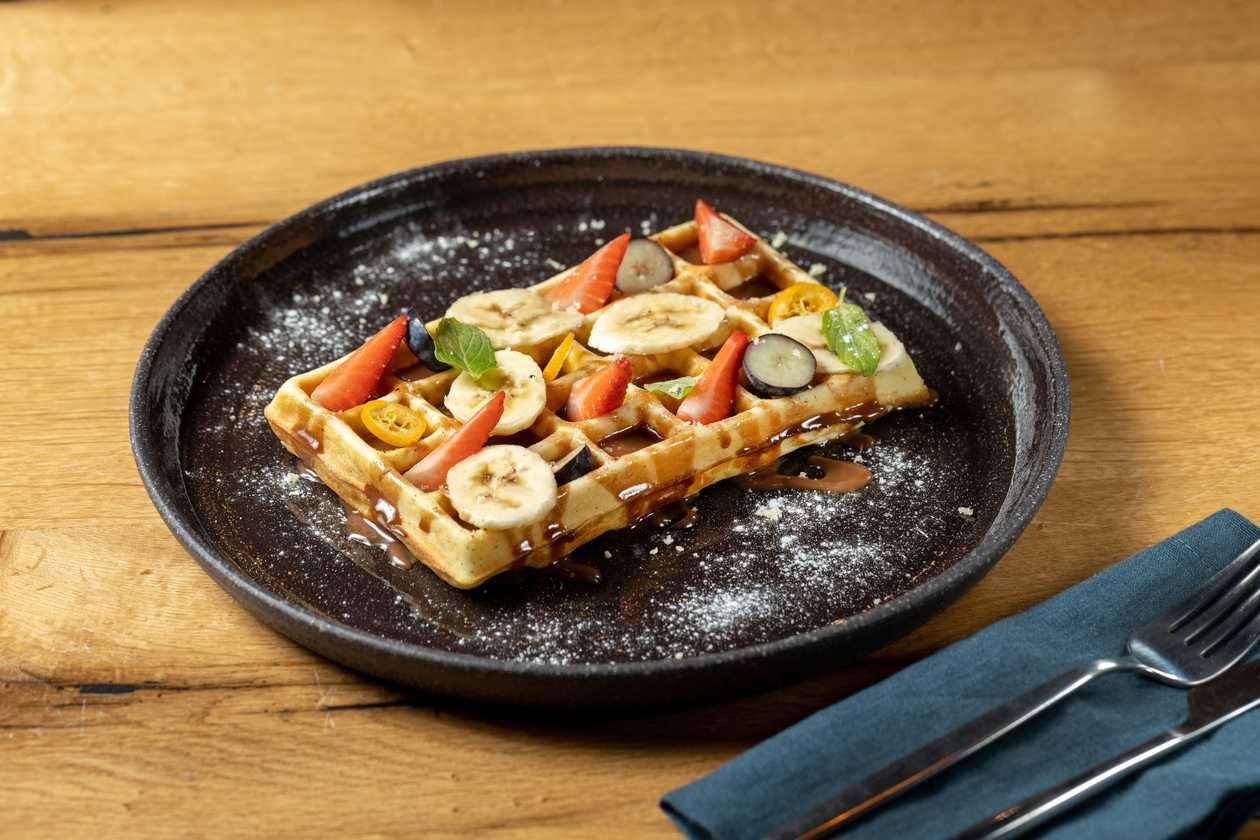 Belgian Waffle With Chocolate And Banana