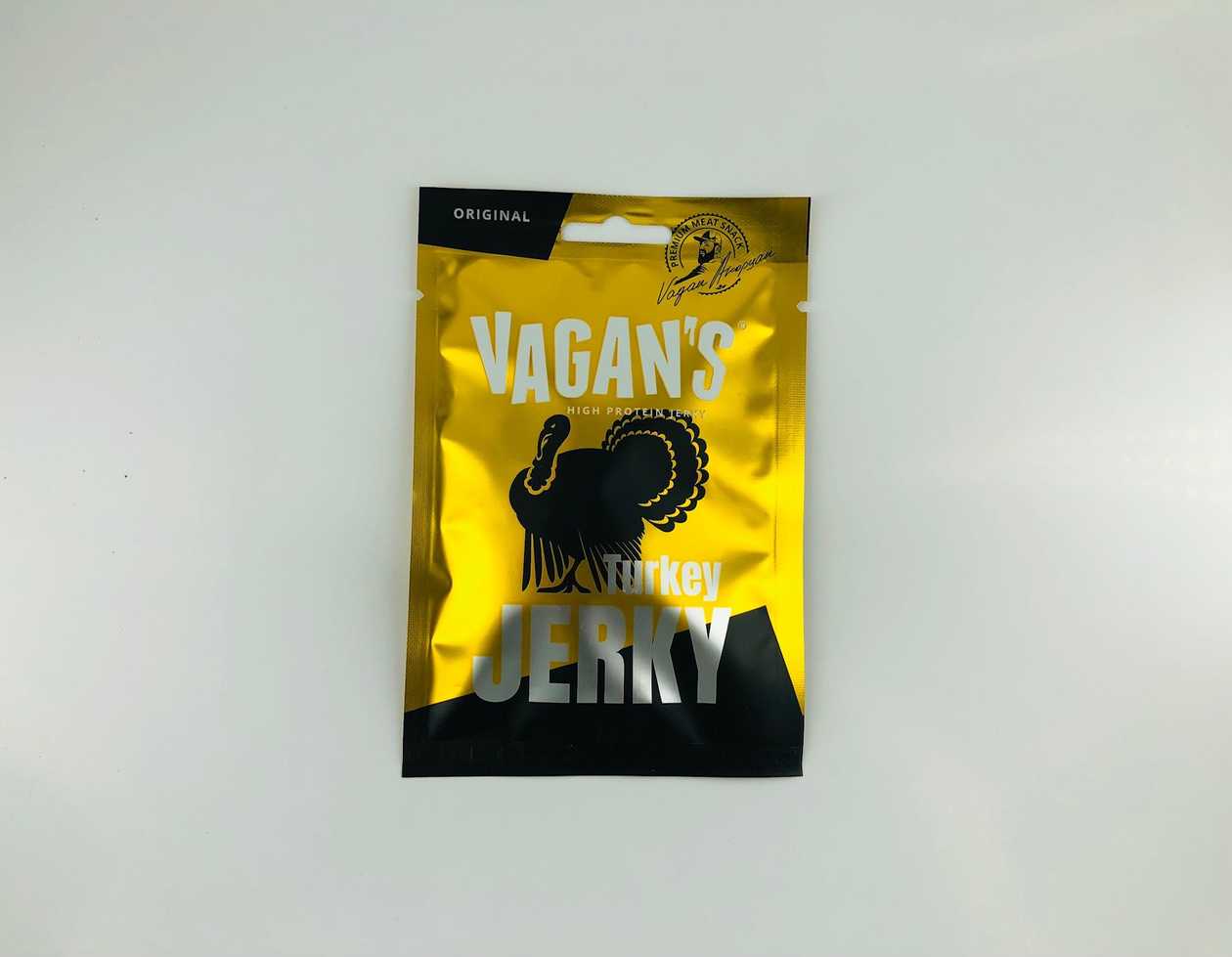 High protein jerky turkey. Vagan's 12 g.
