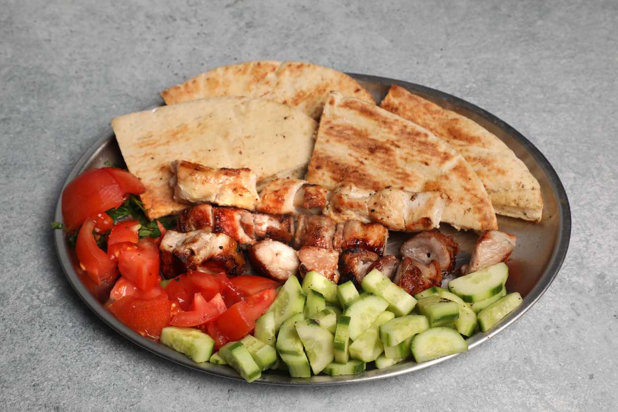 Pork and Chicken Souvlaki Pita