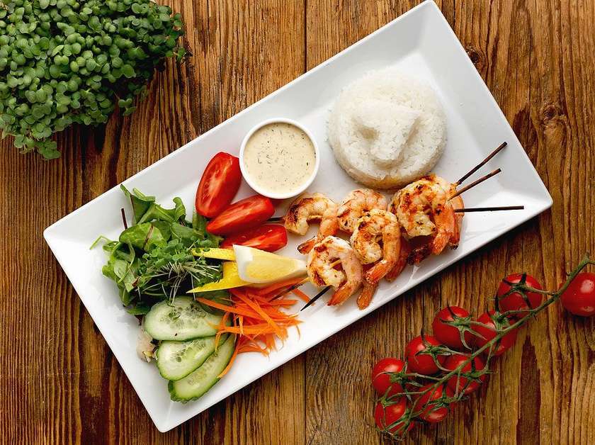 Grilled tiger prawns