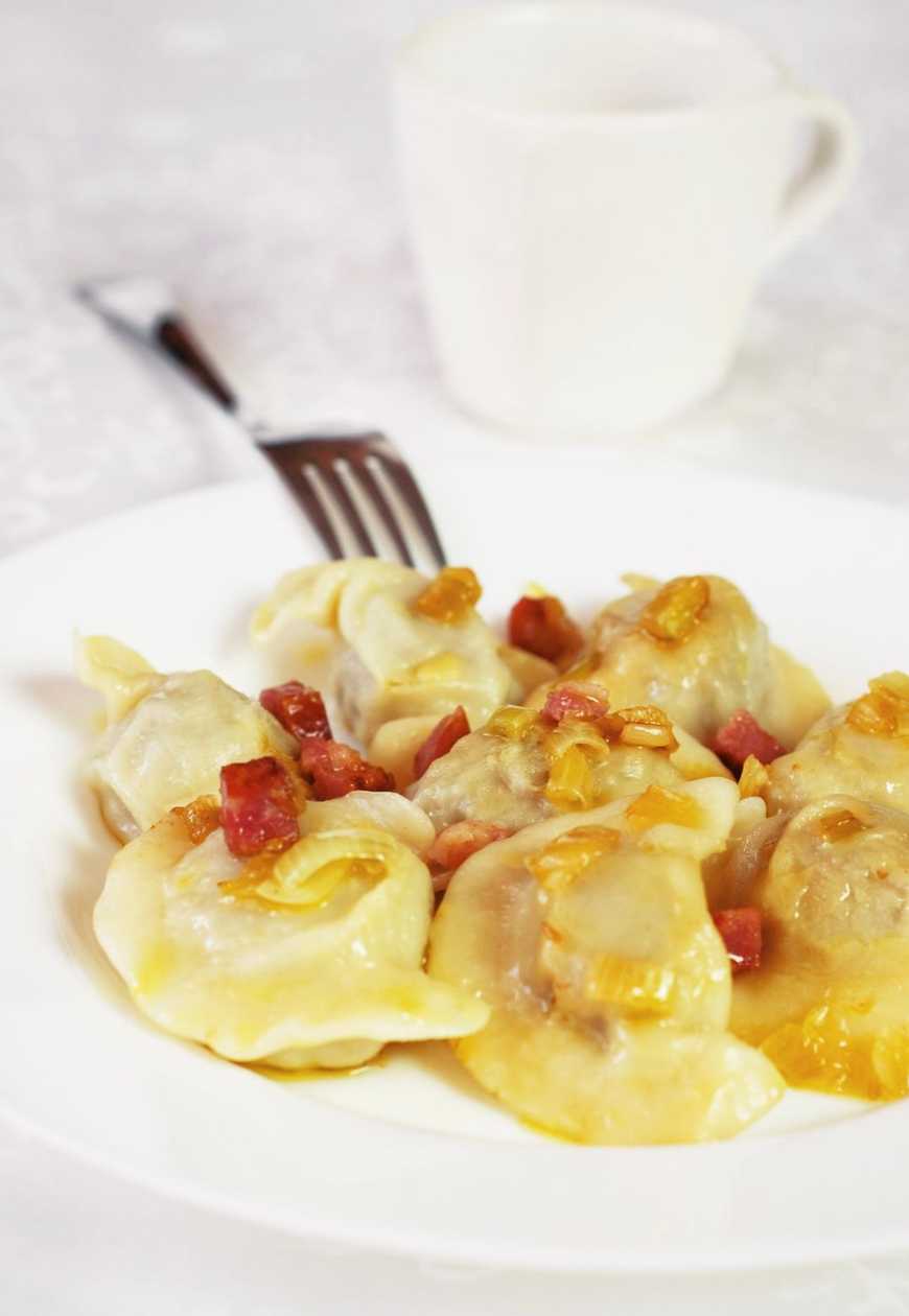 Varenyky with potato and bacon