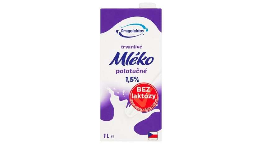 Pragolaktos polotučné mléko bez laktózy 1,5%- 1L