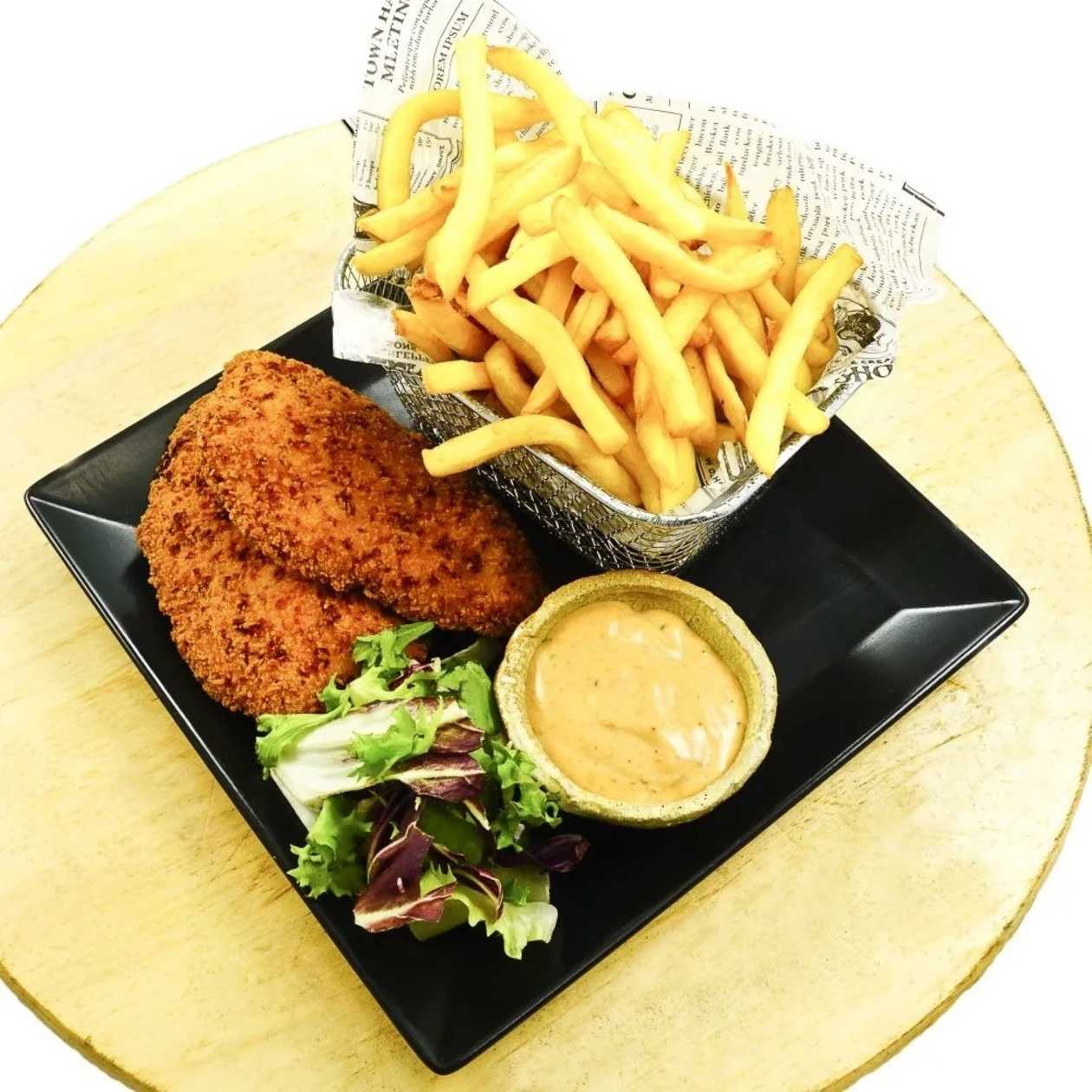 Chicken schnitzel meal