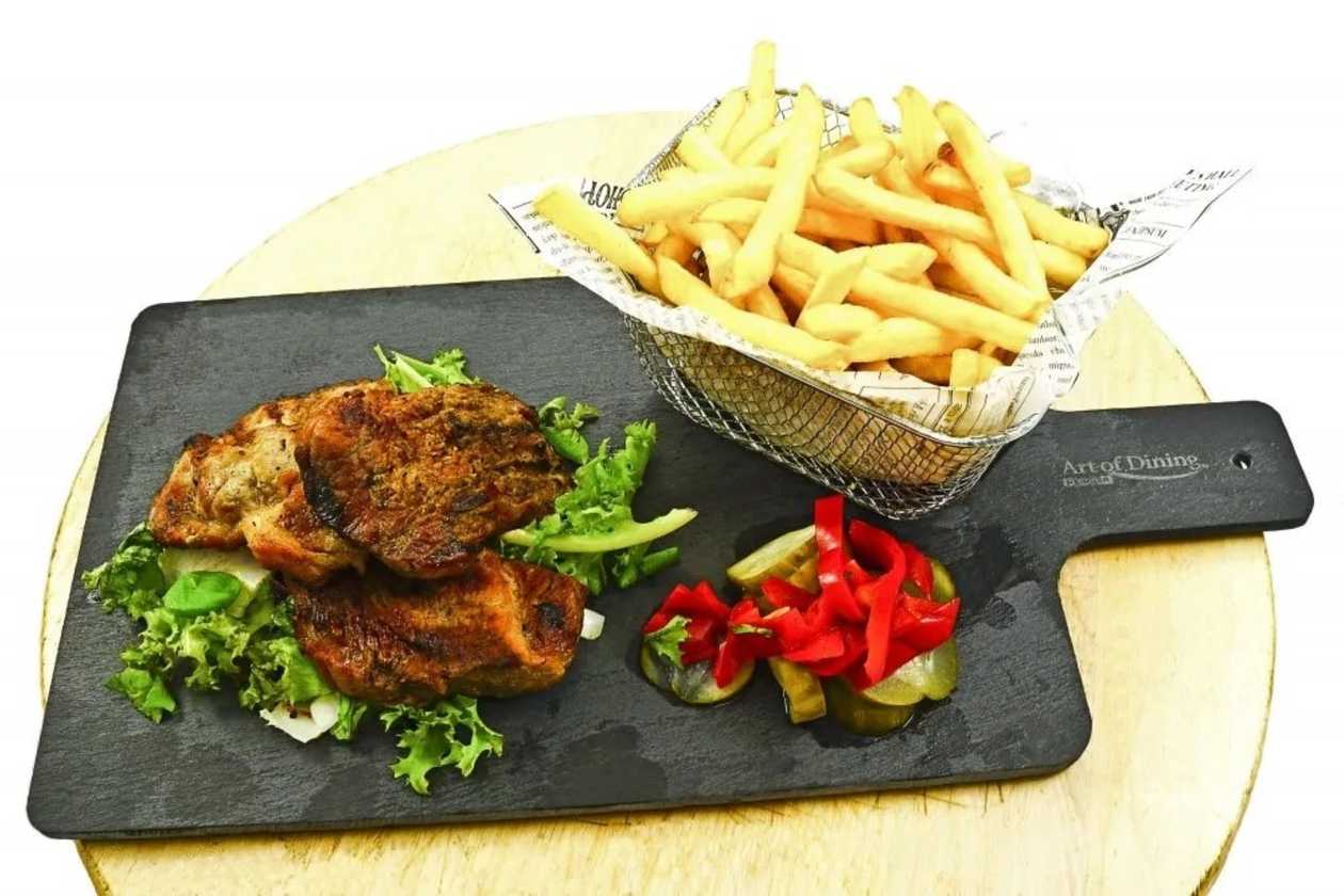 Pork neck grill meal