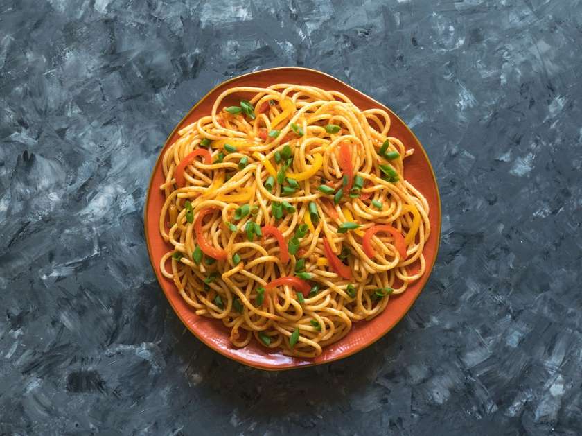 Spaghetti with sausage and gizzards