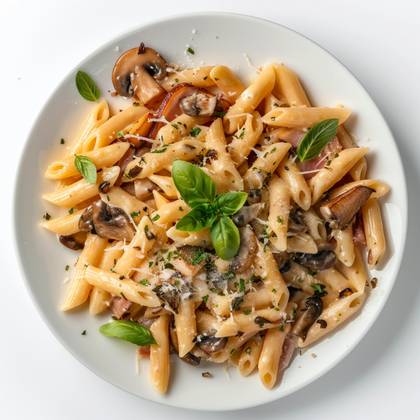 Penne al prosciutto e funghi