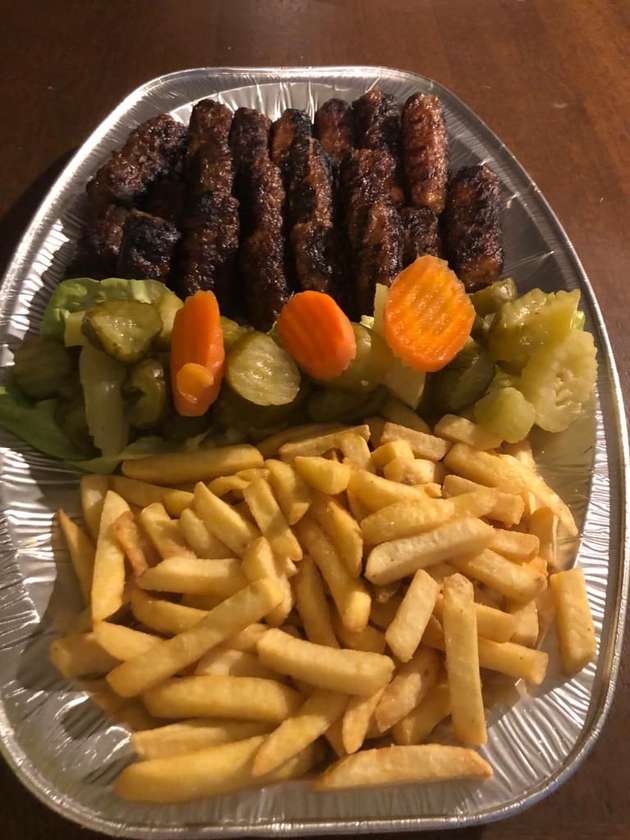 Grilled minced meat rolls platter for 3 people