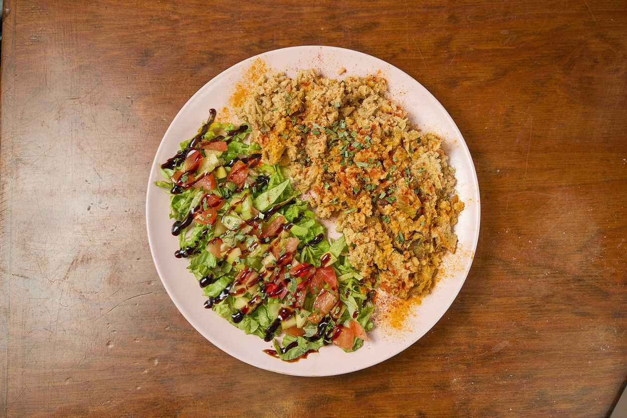 Vegan Cod with Cream and Salad