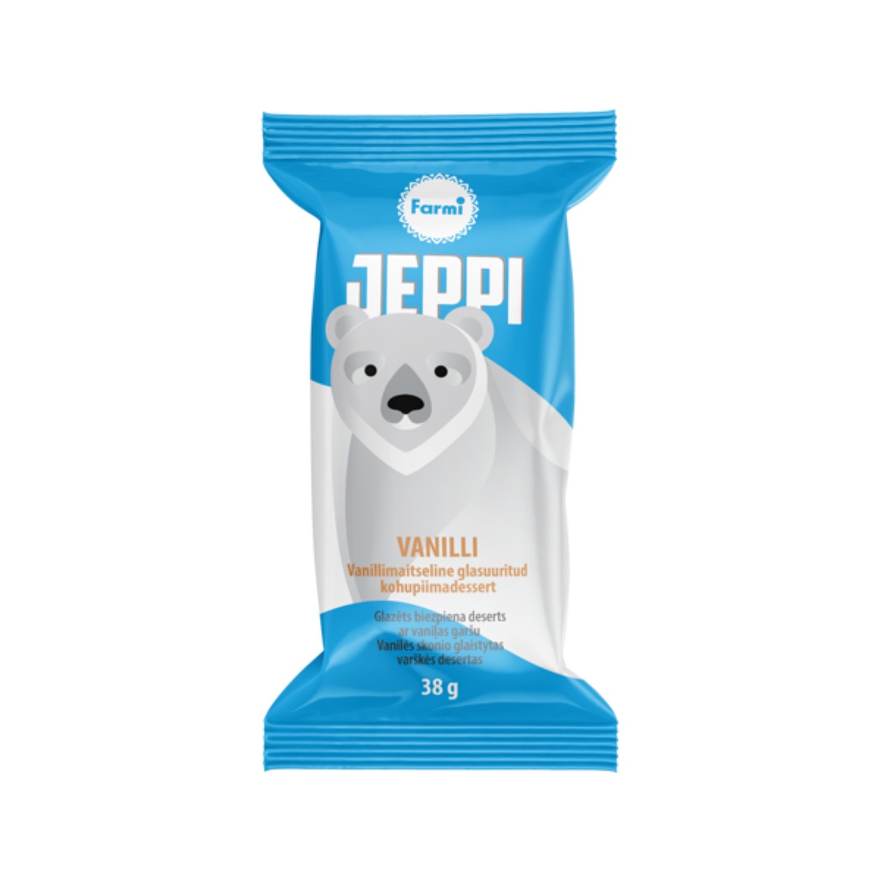 Farmi, vanillimaitseline kohupiimadessert Jeppi, 38g (aegub peagi)
