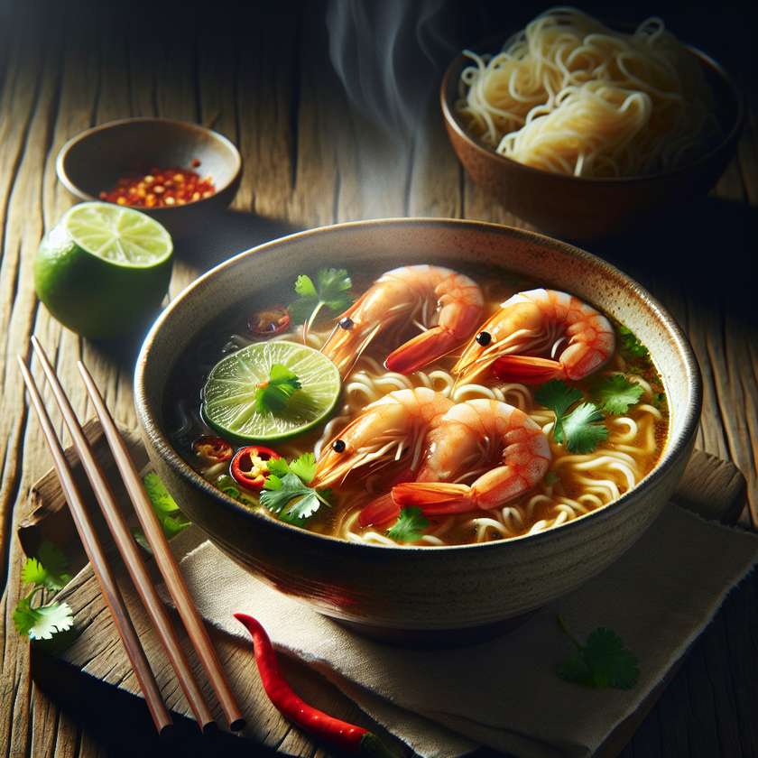 Talumein Soup with Shrimps