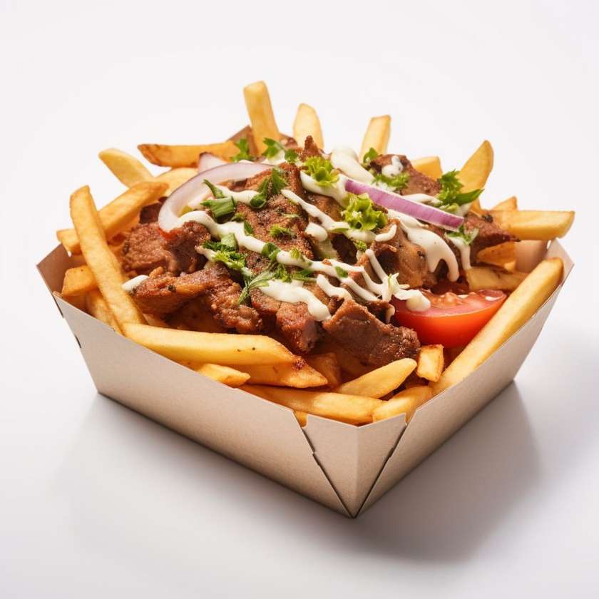 Kebab plate with french fries