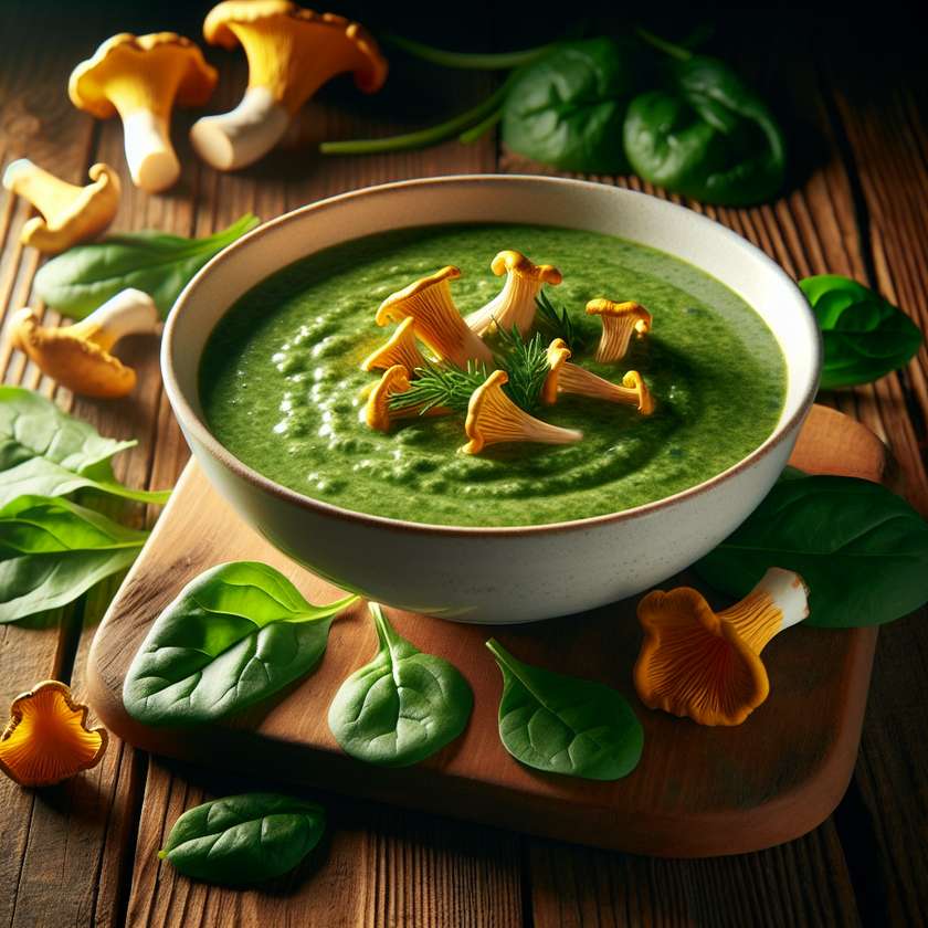Spinach and Chanterelles Soup