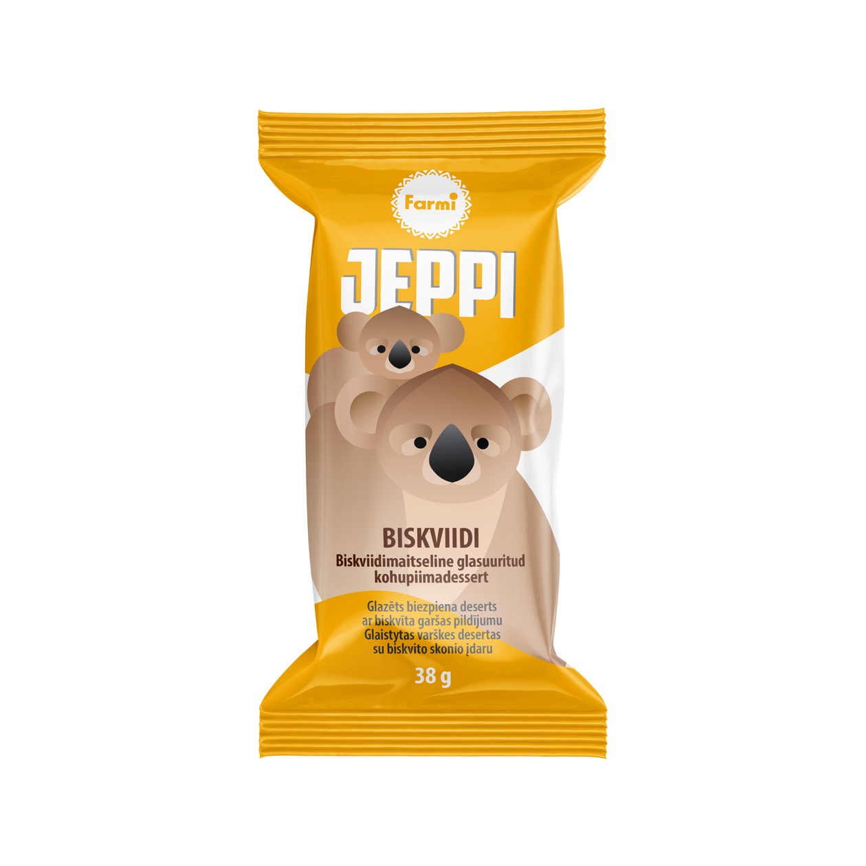 Farmi, biskviidimaitseline kohupiimadessert Jeppi, 38g (aegub peagi)