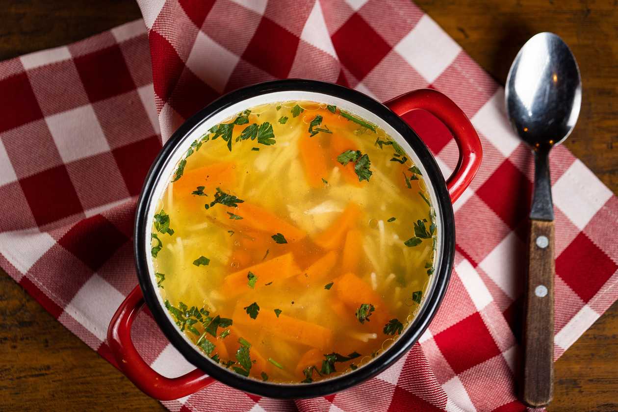Chicken broth with noodles