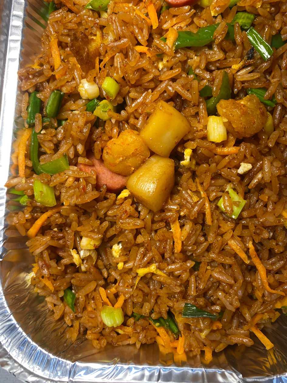 Seafood Jollof (Squid and Shrimp)