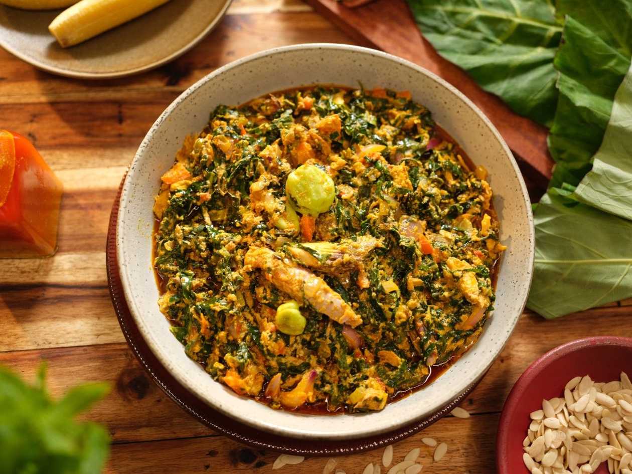 Yam with Egg Stew or Palava Sauce