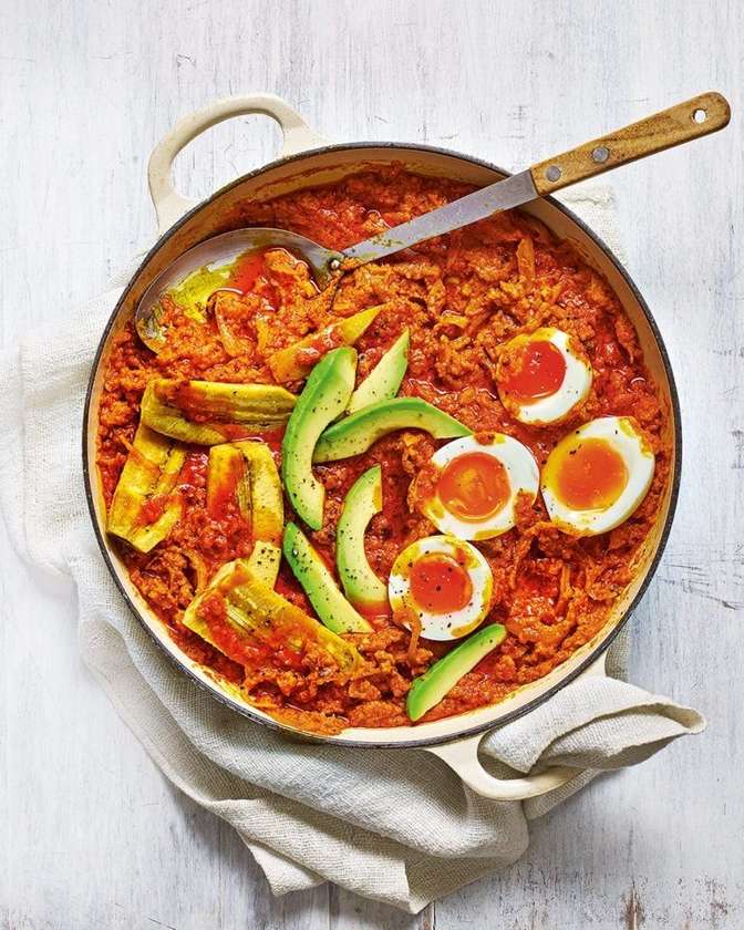 Plantain with Egg or Palava sauce