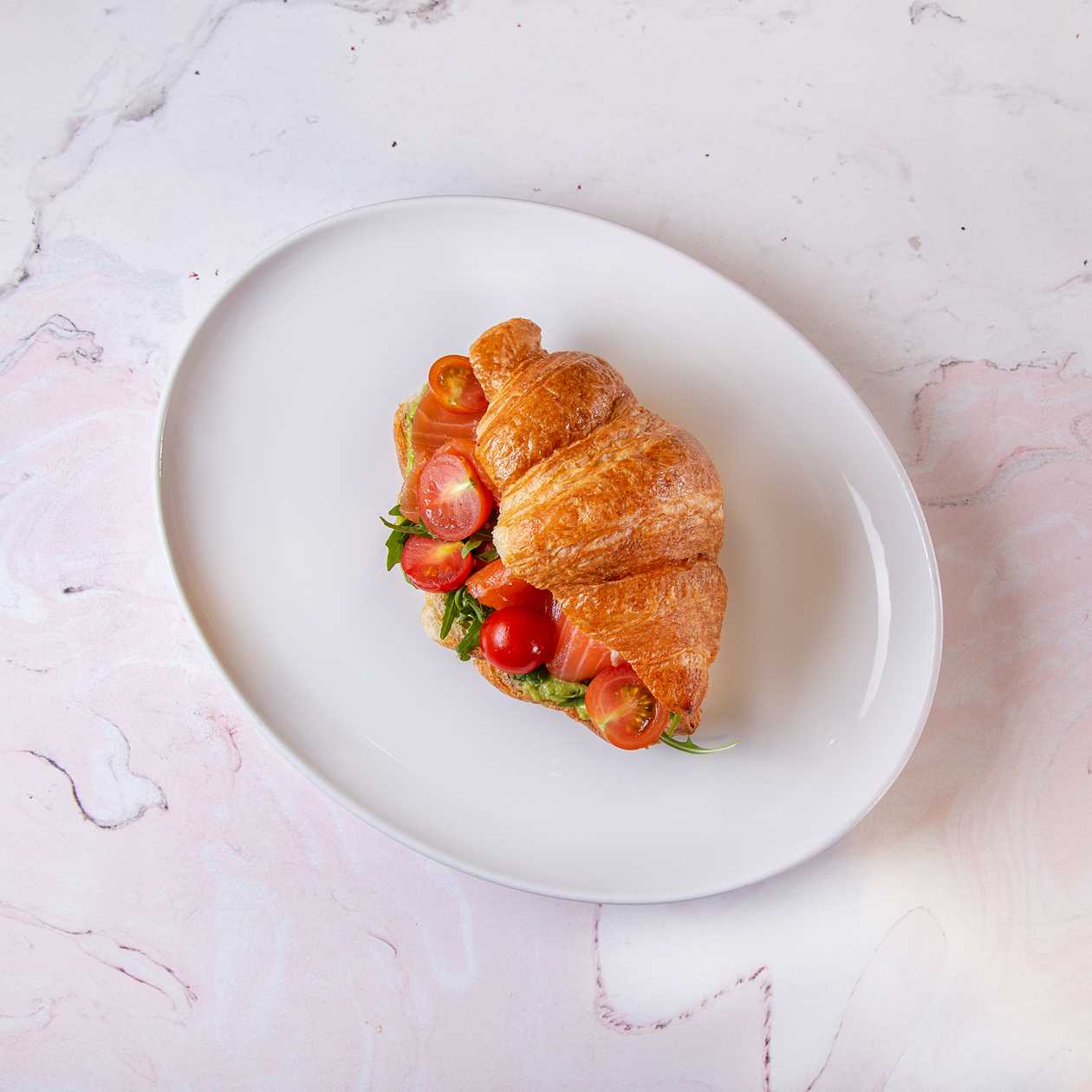 Croissant with Guacamole and Salmon