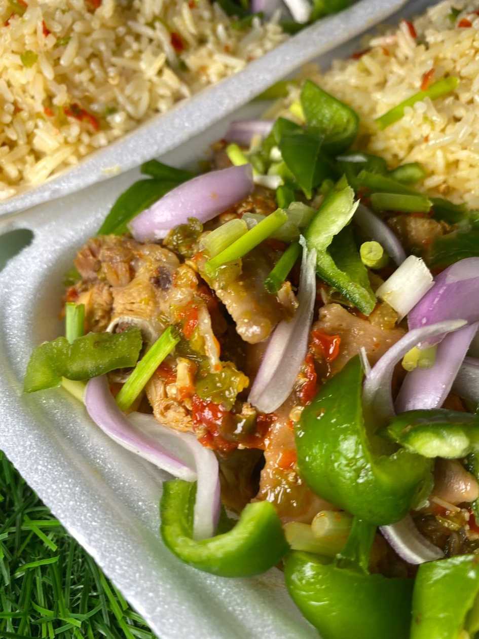 Peppered Rice With Peppered Chicken Wings