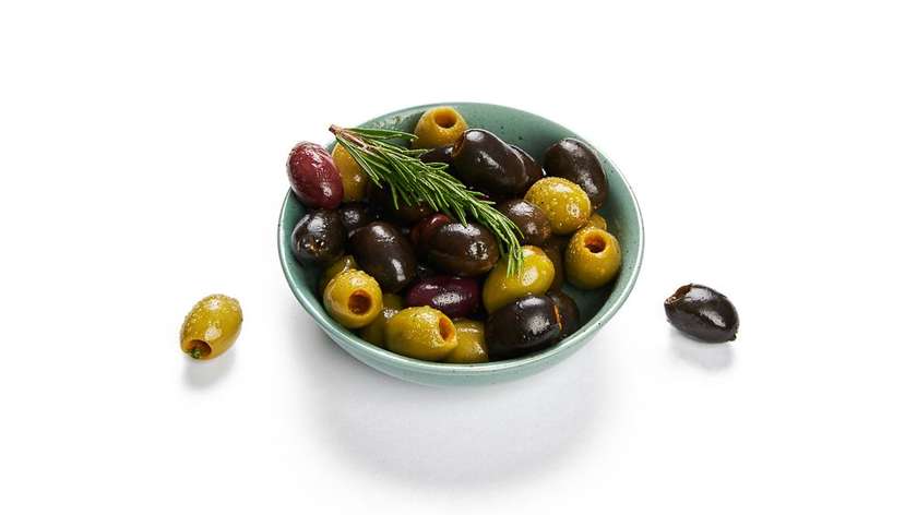 Homemade marinated olives