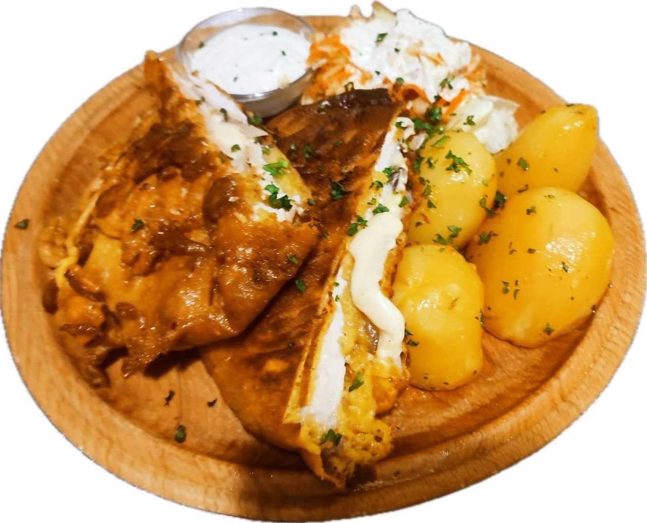 Pork shepherd's schnitzel