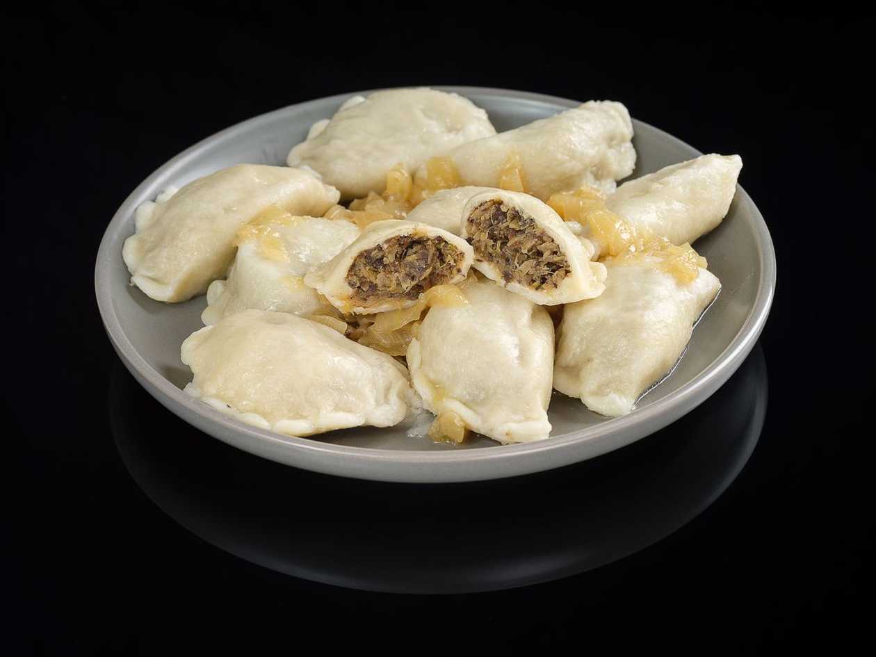 Pierogi z Kapustą i Pieczarkami