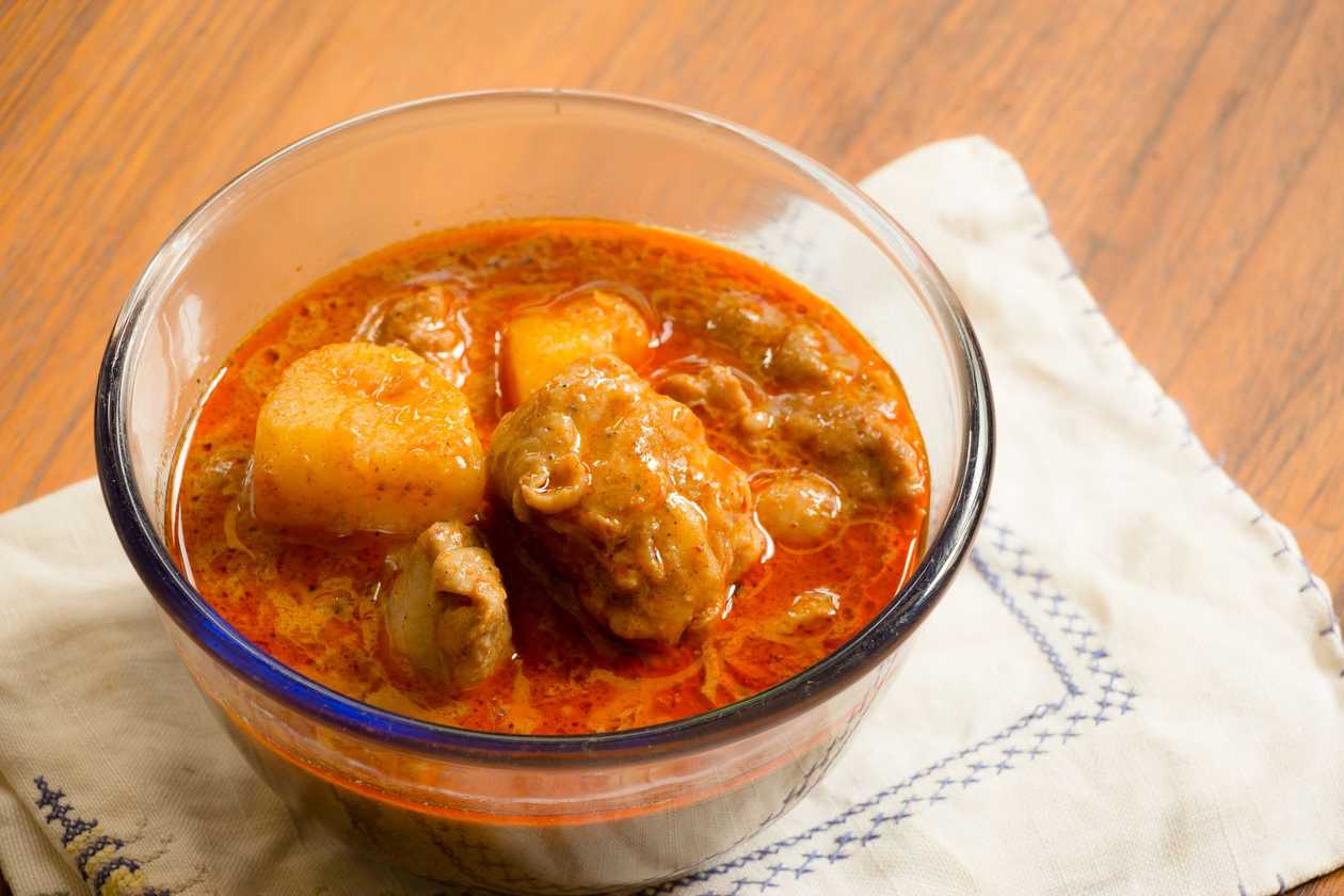 Fufu and Groundnut Soup with Goat Meat,Cow intestines, Beef and Chicken