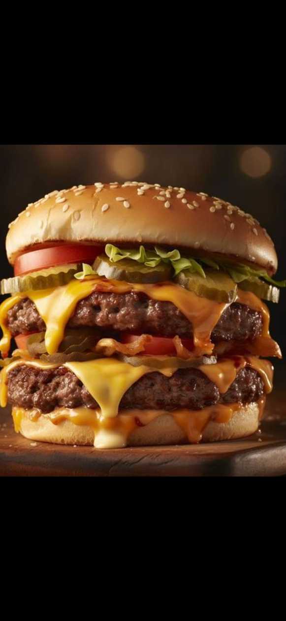 Meniu Dublu cheeseburger+cartofi prăjiți+sos calipso