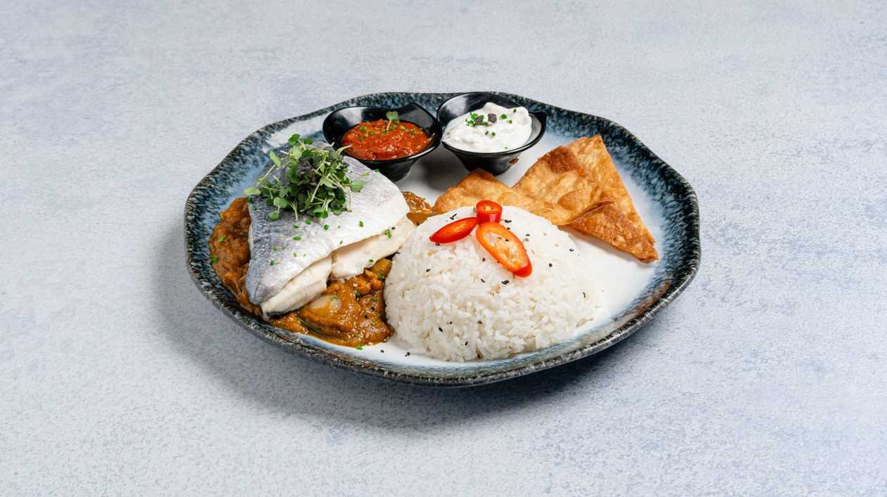 Sea bream Tikka Masala with steamed jasmine rice