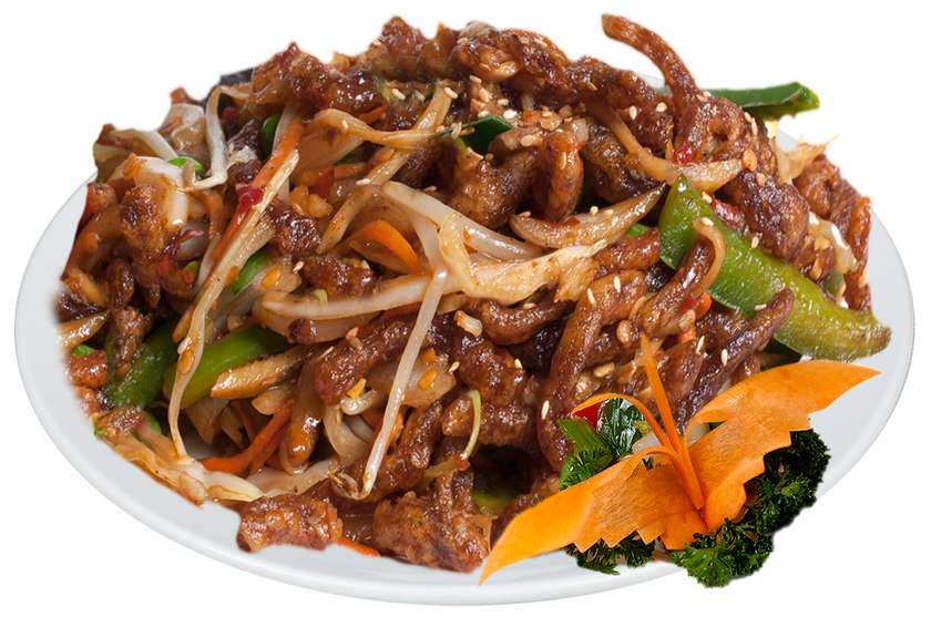 Sušené hovězí maso v pálivé omáčce s rýží