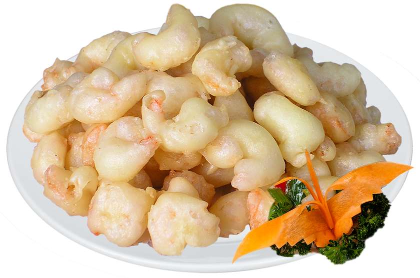 Fried shrimp in batter with french fries