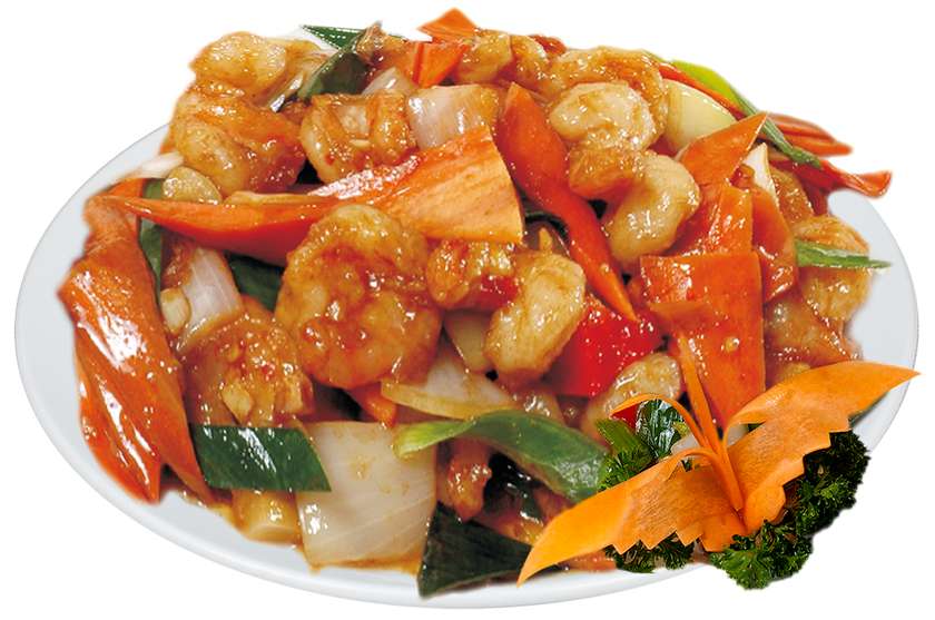 Szechuan style shrimp with rice