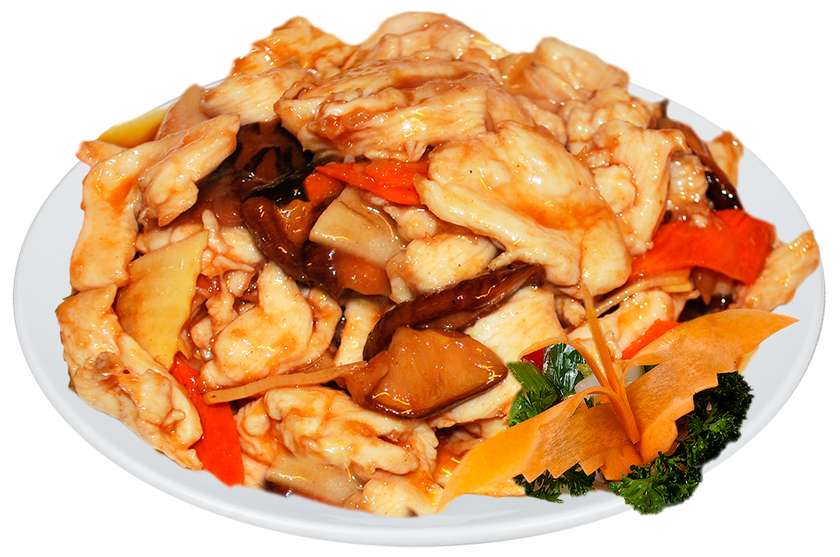Chicken with Chinese mushrooms and rice