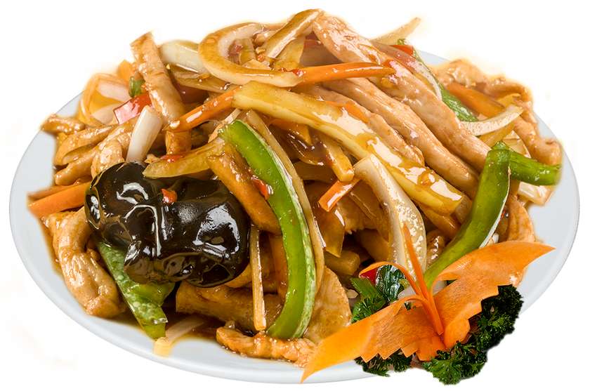 Spicy chicken strips with vegetable and rice