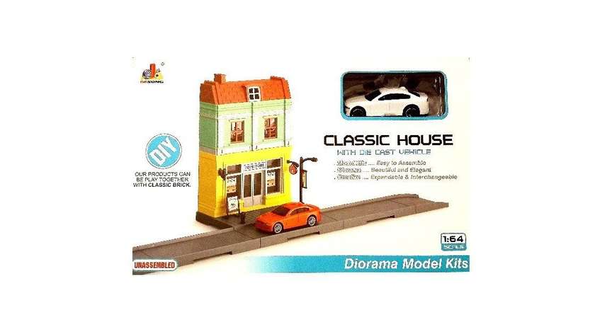 DIY diorama model classic house & car 1:64