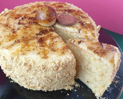 Slice of Crème brûlée Cake