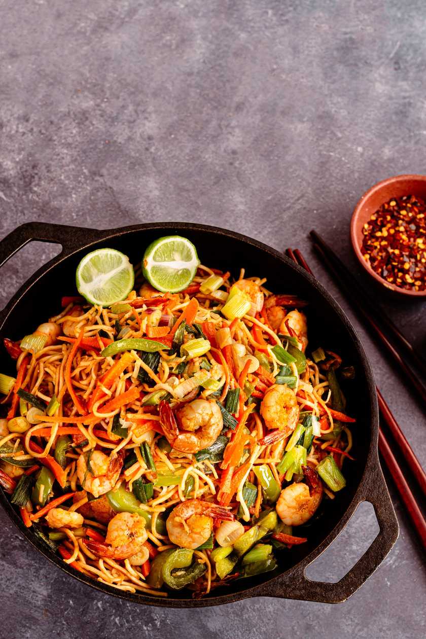 44. Fried noodles with shrimp