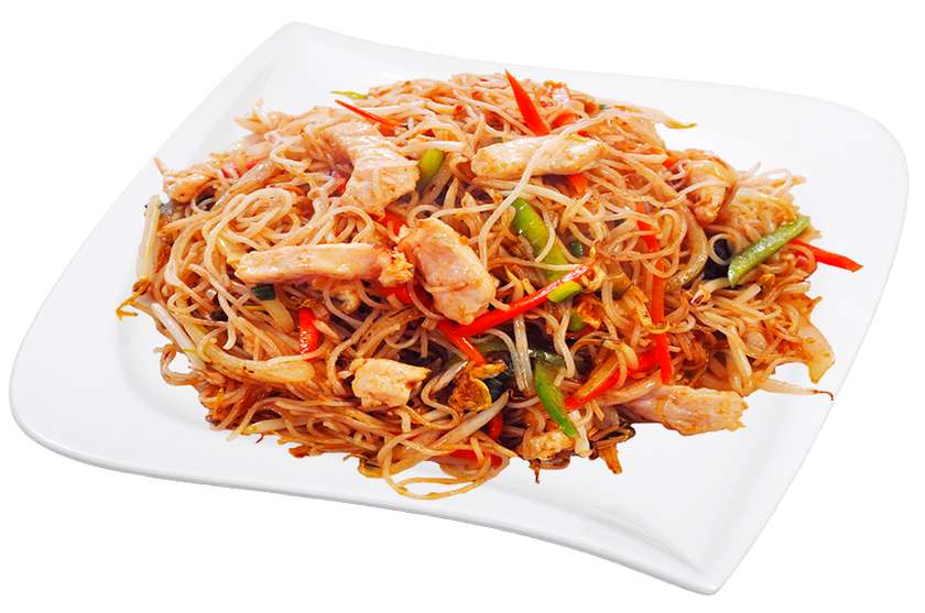 T6. Thai rice noodles with three kinds of meatc