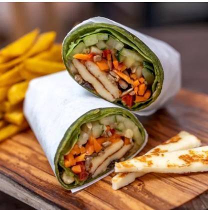 Grilled Halloumi Cheese Wrap (385 Calories)