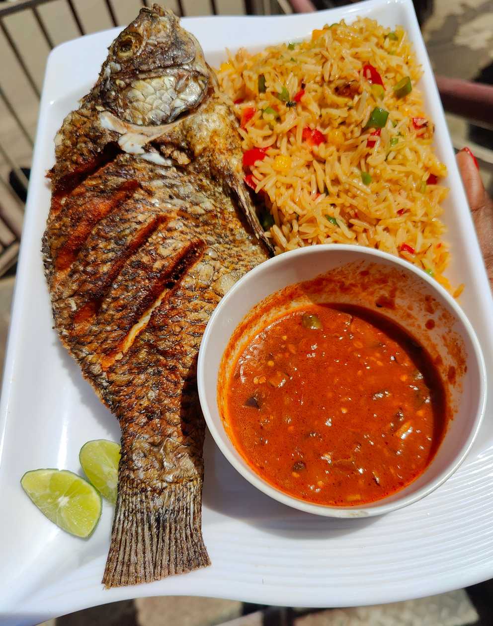Medium Tilapia with Veg Rice & Rich Okra Sauce