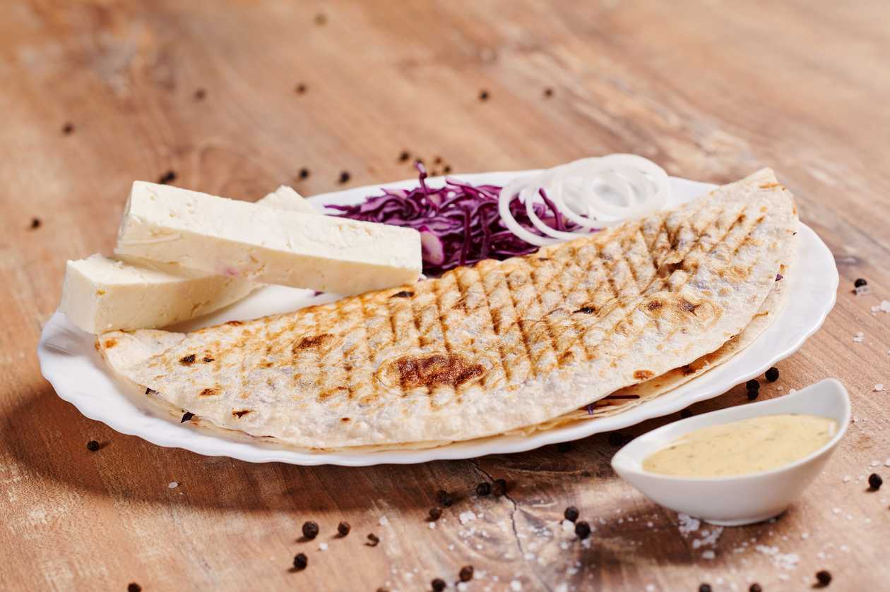 Cheese toast in gozleme tortilla