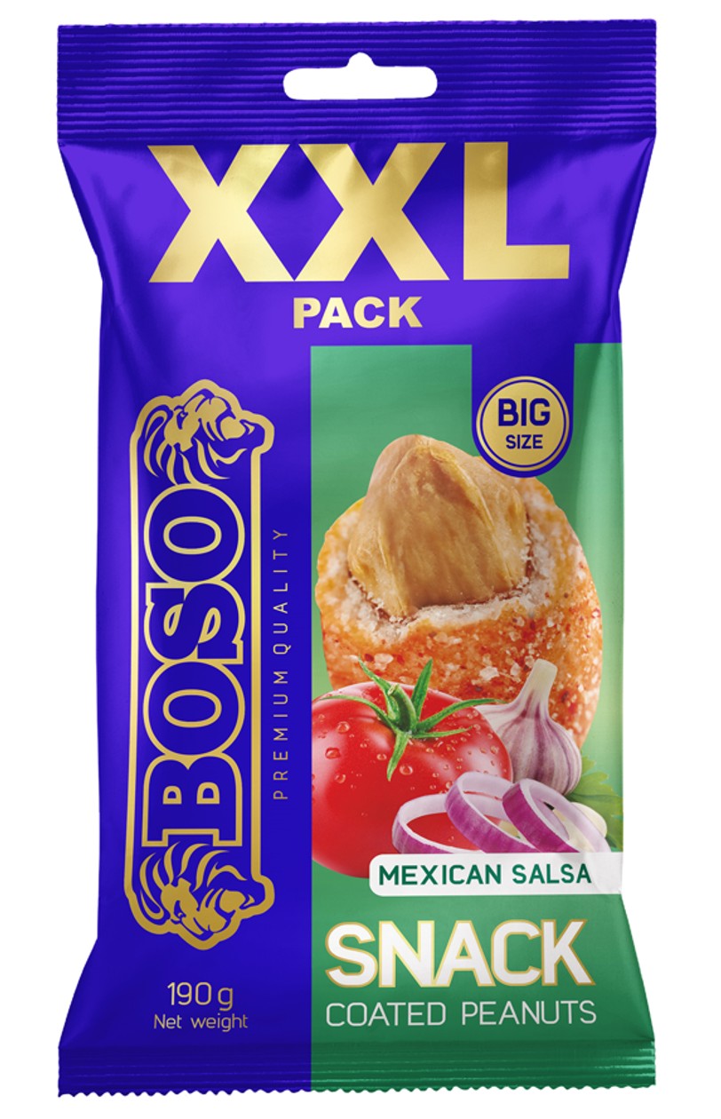 Peanuts in Mexican Salsa Flavoured Coating BOSO XXL, 190g (expires soon)