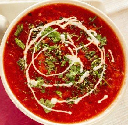 Tomato Soup with Chicken and Egg