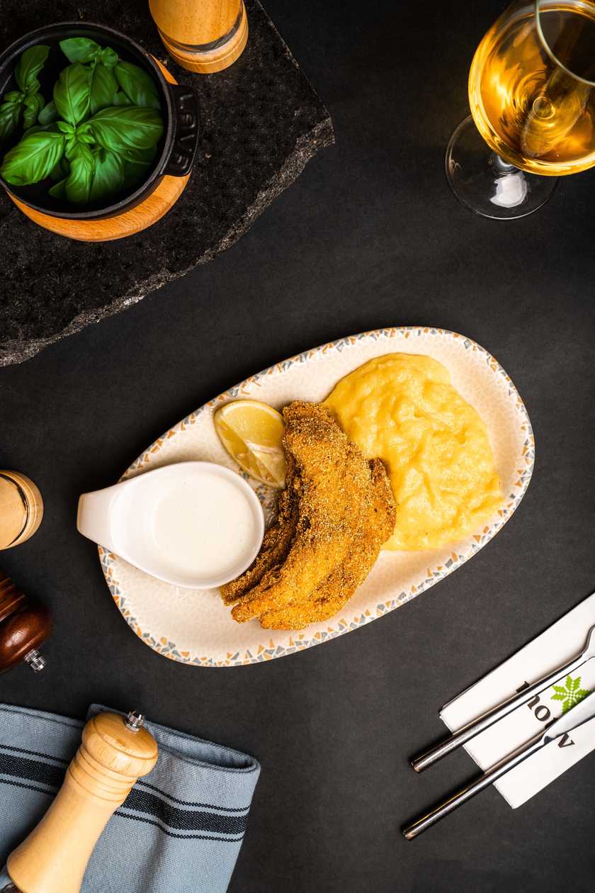 Fried Carp with Mămăligă and Garlic Sauce