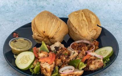 Kenkey with Grilled pork