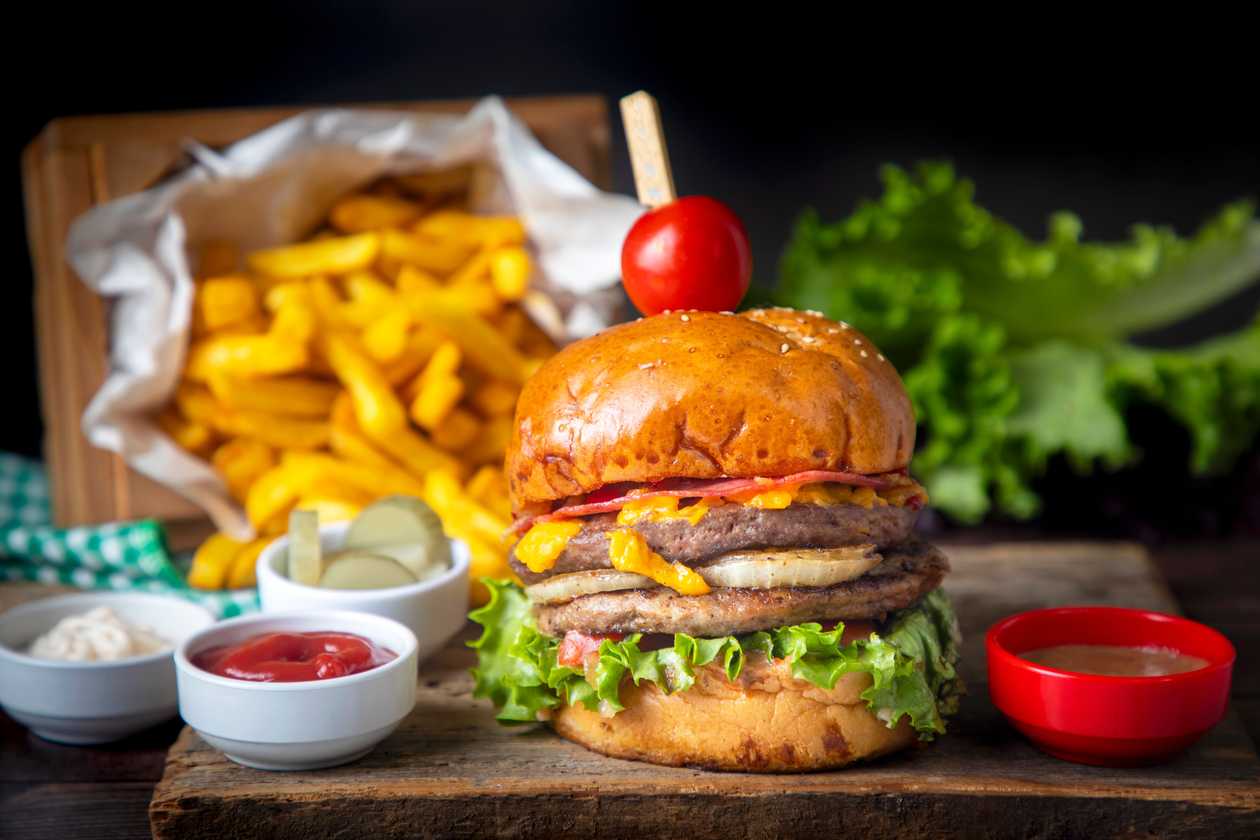 Homemade grilled beef burger