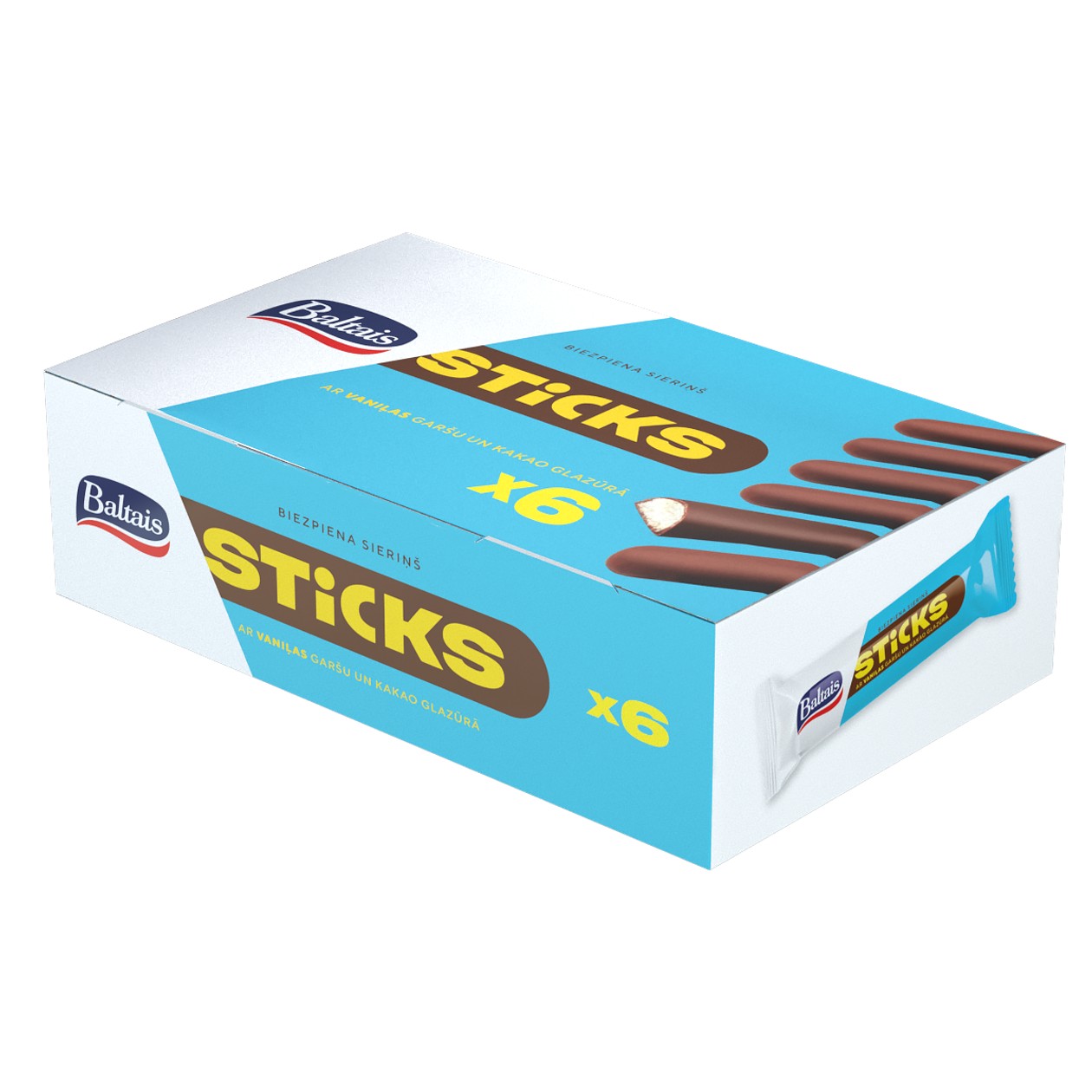 Sticks Biezpiena sieriņi Vaniļas, Baltais, 6 x 35g (termiņa atlaide)