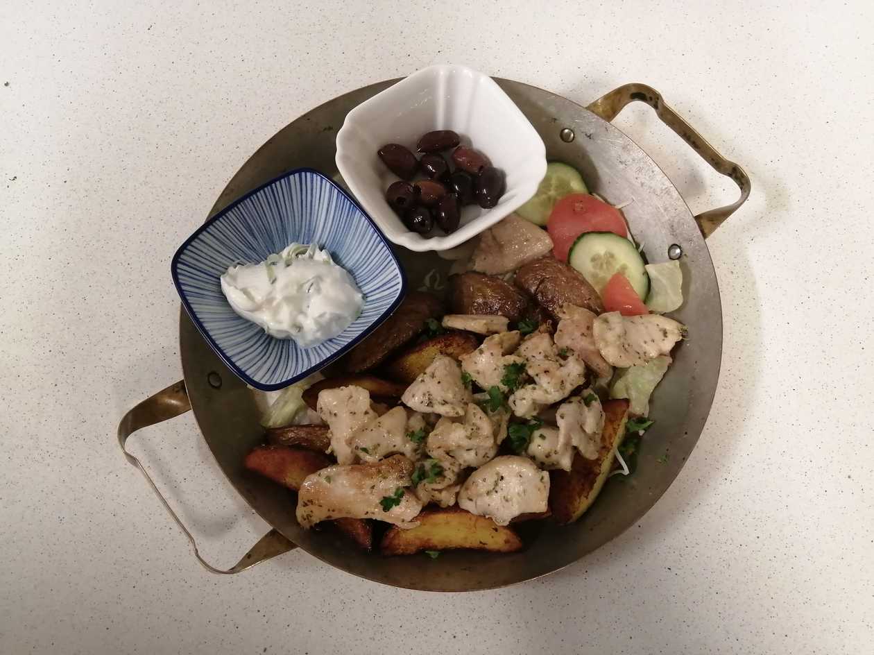 GREECE: 180g KOTOPULO GYROS - Chicken Breast Slices Marinated in Greek Herbs, Roasted Potatoes, Yogurt